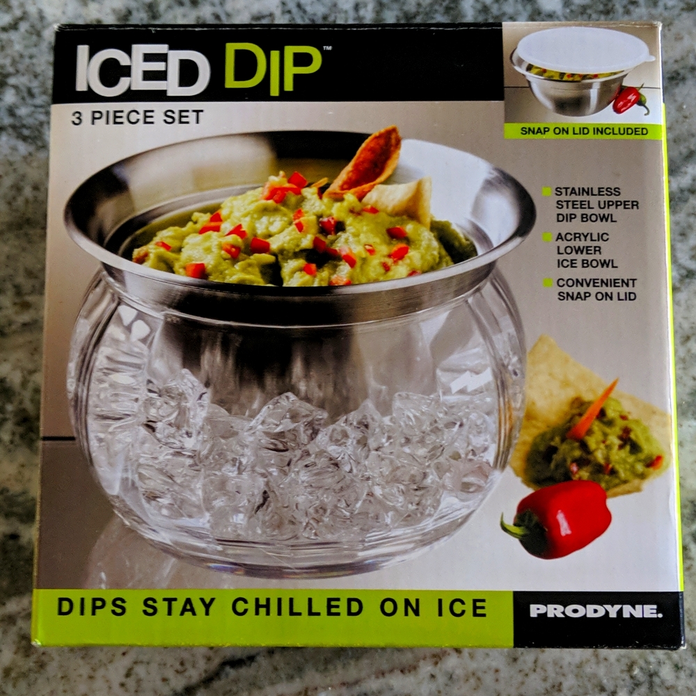 Prodyne. Iced Dip. 3 piece Set. Stainless Steel Upper Dip Bowl. New